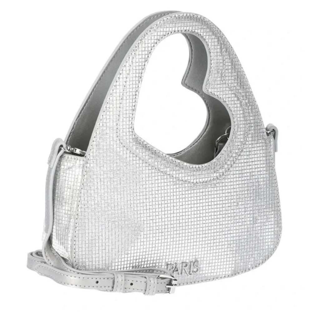 Paris Hilton Silver Heart Cutout Mini Shoulder Bag